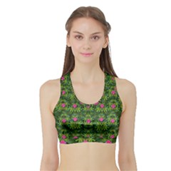 The Most Sacred Lotus Pond With Fantasy Bloom Sports Bra With Border by pepitasart