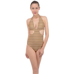 Gingerbread Christmas Halter Front Plunge Swimsuit by Alisyart