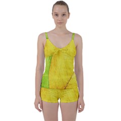 Green Yellow Leaf Texture Leaves Tie Front Two Piece Tankini by Alisyart