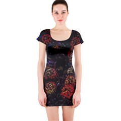 Floral Fireworks Short Sleeve Bodycon Dress by FunnyCow