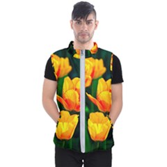 Yellow Orange Tulip Flowers Men s Puffer Vest by FunnyCow