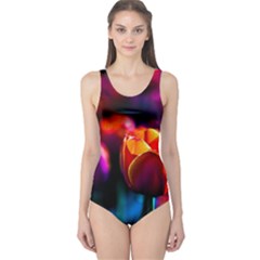 Red Tulips One Piece Swimsuit by FunnyCow