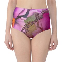 Flowers In Soft Violet Colors Classic High-waist Bikini Bottoms by FantasyWorld7