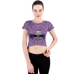 Forest Of Climbing Flowers And Life Is Fine Crew Neck Crop Top by pepitasart