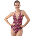 Frida Pink Halter Cut-Out One Piece Swimsuit View1