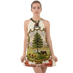 Coat Of Arms Of Vermont Halter Tie Back Chiffon Dress by abbeyz71