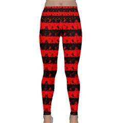 Red Devil And Black Halloween Nightmare Stripes  Lightweight Velour Classic Yoga Leggings