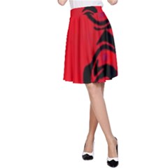 Red And Black Design By Flipstylez Designs A-line Skirt by flipstylezfashionsLLC