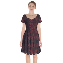 Black Lace Burgundy Design By Flipstylez Designs Short Sleeve Bardot Dress by flipstylezfashionsLLC