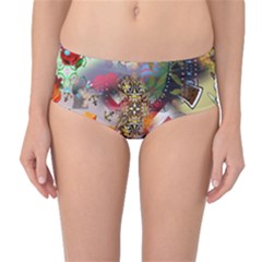 Pattern Patchwork Mid-waist Bikini Bottoms by snowwhitegirl