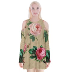 Flower 1770189 1920 Velvet Long Sleeve Shoulder Cutout Dress by vintage2030