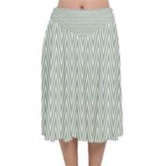 Vintage Pattern Chevron Velvet Flared Midi Skirt by Sapixe