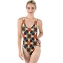 Kaleidoscope Image Background High Leg Strappy Swimsuit View1
