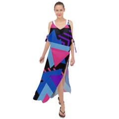 Memphis Pattern Geometric Abstract Maxi Chiffon Cover Up Dress by Sapixe