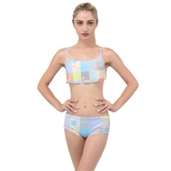 Pastel Diamonds Background Layered Top Bikini Set by Sapixe