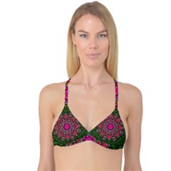 Fantasy Floral Wreath In The Green Summer  Leaves Reversible Tri Bikini Top by pepitasart