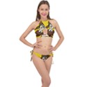 Girl With Popsicle Yellow Background Cross Front Halter Bikini Set View1