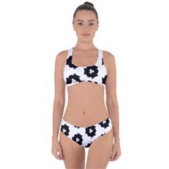 Black And White Pattern Criss Cross Bikini Set by Simbadda