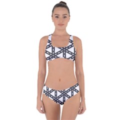 White Background White Texture Criss Cross Bikini Set by Simbadda