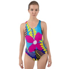 Design Decoration Decor Floral Pattern Cut-out Back One Piece Swimsuit by Simbadda
