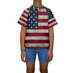 Vintage American Flag Kids  Short Sleeve Swimwear by Valentinaart