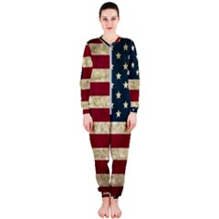 Vintage American Flag Onepiece Jumpsuit (ladies)  by Valentinaart