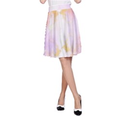 Beautiful Pastel Marble Gold Design By Flipstylez Designs A-line Skirt by flipstylezfashionsLLC
