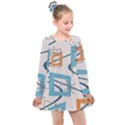 Minimalist Wavy Rectangles Kids  Long Sleeve Dress View1