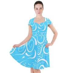 Scribble Reason Design Pattern Cap Sleeve Midi Dress by Simbadda