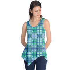 Mod Blue Green Square Pattern Sleeveless Tunic by BrightVibesDesign