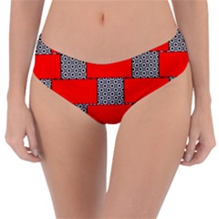 Black And White Red Patterns Reversible Classic Bikini Bottoms by Simbadda