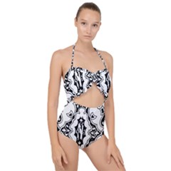 Holbein Floriated Antique Scroll Scallop Top Cut Out Swimsuit by Simbadda