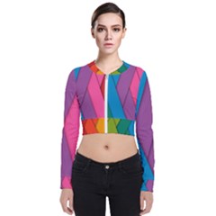 Abstract Background Colorful Strips Zip Up Bomber Jacket by Simbadda