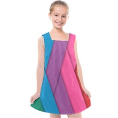 Abstract Background Colorful Strips Kids  Cross Back Dress by Simbadda