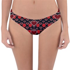 Red Lips And Roses Just For Love Reversible Hipster Bikini Bottoms by pepitasart