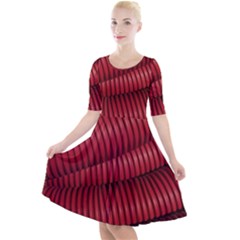Tube Plastic Red Rip Quarter Sleeve A-line Dress by Celenk