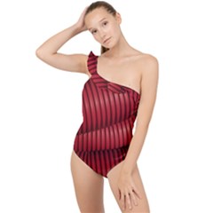 Tube Plastic Red Rip Frilly One Shoulder Swimsuit by Celenk