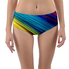 Rainbow Reversible Mid-waist Bikini Bottoms by NSGLOBALDESIGNS2
