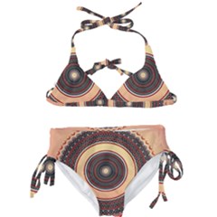 Ornamental Shape Concentric Round Kids  Classic Bikini Set by Simbadda