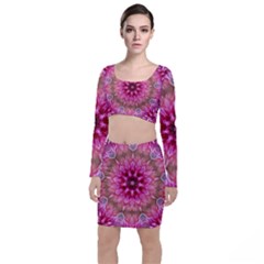 Flower Mandala Art Pink Abstract Top And Skirt Sets by Simbadda
