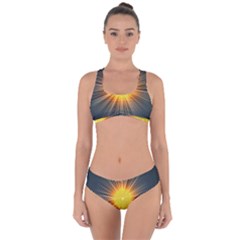 Background Mandala Sun Rays Criss Cross Bikini Set by Simbadda