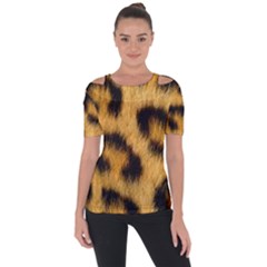 Animal Print 3 Shoulder Cut Out Short Sleeve Top by NSGLOBALDESIGNS2