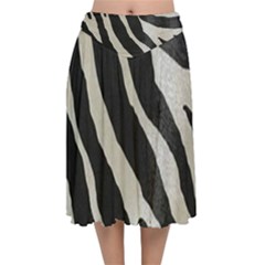 Zebra Print Velvet Flared Midi Skirt by NSGLOBALDESIGNS2