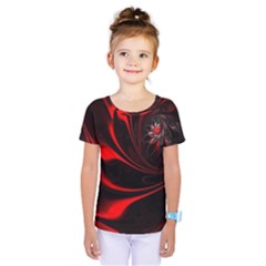 Red Black Abstract Curve Dark Flame Pattern Kids  One Piece Tee
