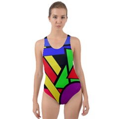 Background Color Art Pattern Form Cut-out Back One Piece Swimsuit by Nexatart