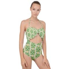 Pattern Abstract Decoration Flower Scallop Top Cut Out Swimsuit by Nexatart