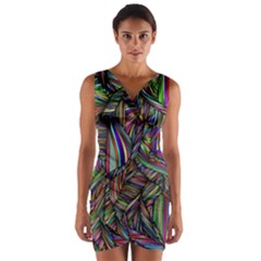 Background Wallpaper Abstract Lines Wrap Front Bodycon Dress