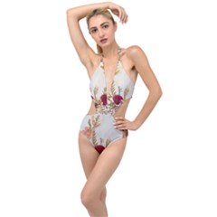 Holy Land Flowers 15 Plunging Cut Out Swimsuit by DeneWestUK