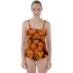 Pumpkins Tiny Gourds Pile Twist Front Tankini Set by bloomingvinedesign