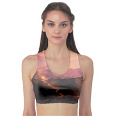 Volcanoes Magma Lava Mountains Sports Bra by Sapixe